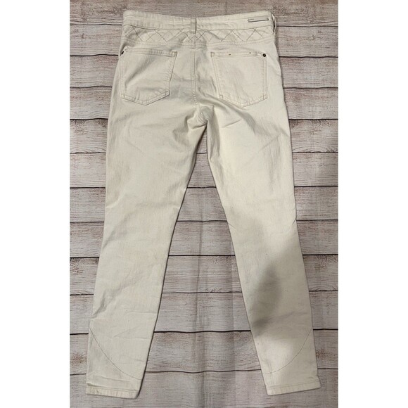 Pilcro Serif Skinny Ankle Zip Moto Jeans Pants  Ivory ANTHROPOLOGIE Size 29/8 - Picture 6 of 11